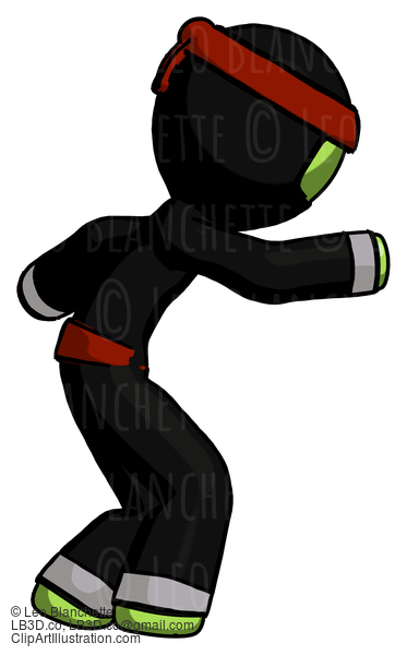 Green Ninja Warrior Man Sneaking While Reaching For Something #5513