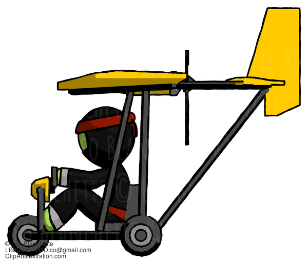 Green Ninja Warrior Man In Ultralight Aircraft Side View #5516