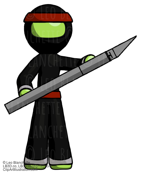 Green Ninja Warrior Man Holding Large Scalpel #5522