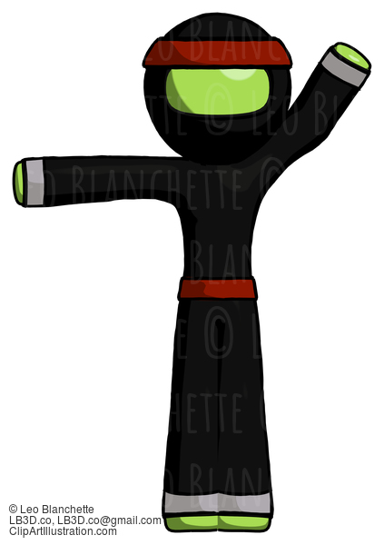 Green Ninja Warrior Man Directing Traffic Left #5524