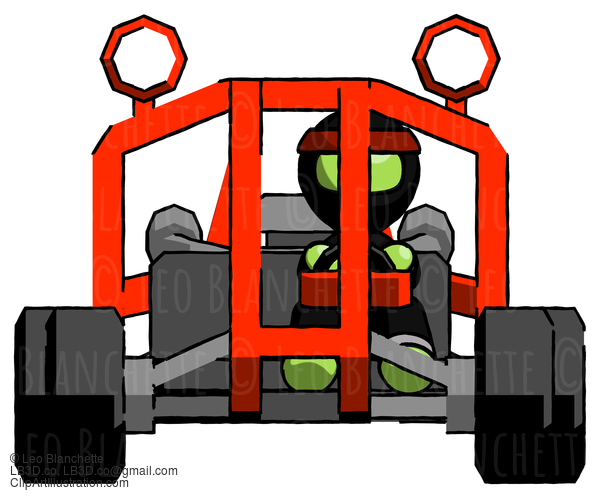 Green Ninja Warrior Man Riding Sports Buggy Front View #5538