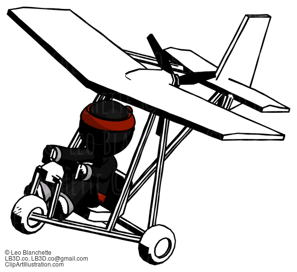 Ink Ninja Warrior Man In Ultralight Aircraft Top Side View #4043