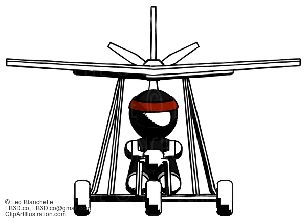 Ink Ninja Warrior Man In Ultralight Aircraft Front View #4044