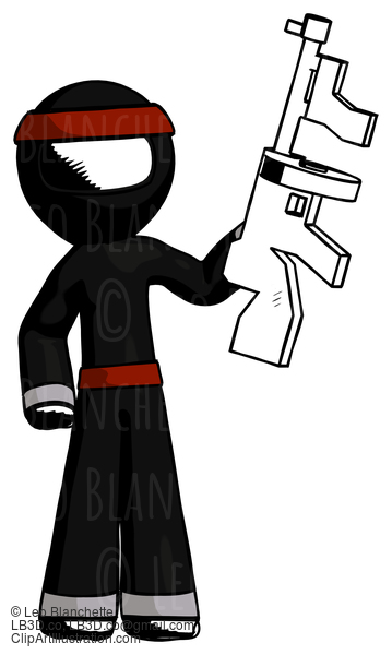 Ink Ninja Warrior Man Holding Tommygun #4056