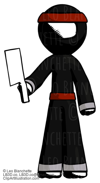 Ink Ninja Warrior Man Holding Meat Cleaver #4067