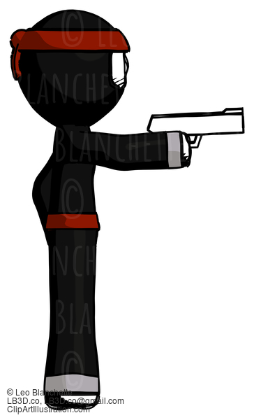 Ink Ninja Warrior Man Firing A Handgun #4072