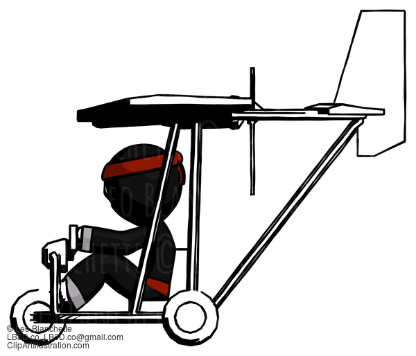 Ink Ninja Warrior Man In Ultralight Aircraft Side View #4082