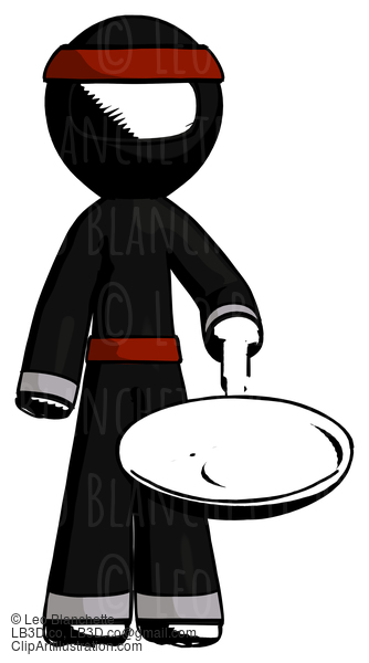 Ink Ninja Warrior Man Frying Egg In Pan Or Wok #4115