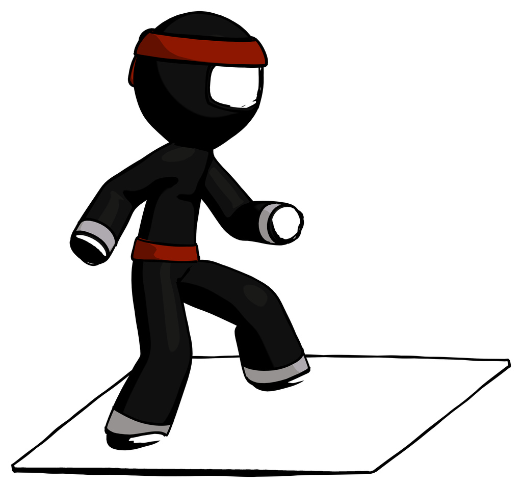 Ink Ninja Warrior Man on postage envelope surfing