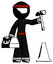 Ink Ninja Warrior Man Under Construction Concept, Traffic Cone And Tools