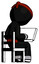 Ink Ninja Warrior Man using laptop computer while sitting in chair view from back