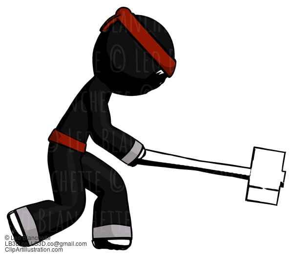 Ink Ninja Warrior Man Hitting With Sledgehammer, Or Smashing Something #4148