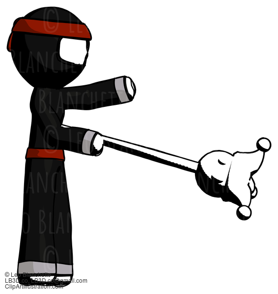 Ink Ninja Warrior Man Holding Jesterstaff - I Dub Thee Foolish Concept #4154