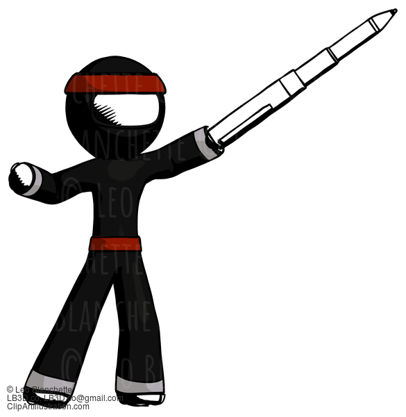 Ink Ninja Warrior Man Demonstrating That Indeed The Pen Is Mightier #4158