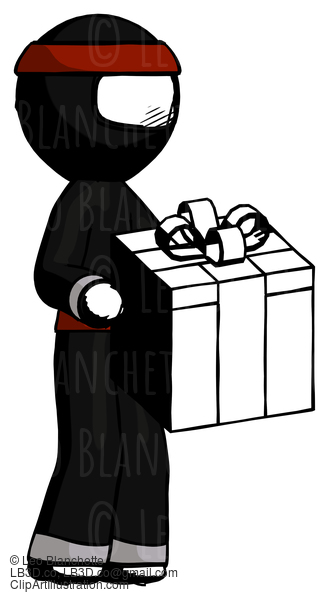 Ink Ninja Warrior Man Giving A Present #4176