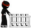 Ink Ninja Warrior Man Using Test Tubes Or Vials On Rack