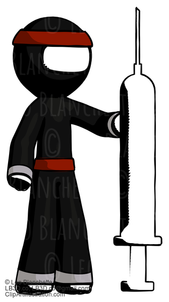 Ink Ninja Warrior Man Holding Large Syringe #4233