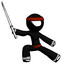 Ink Ninja Warrior Man with ninja sword katana in defense pose
