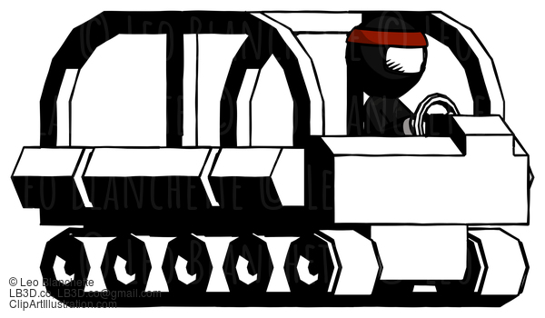 Ink Ninja Warrior Man Driving Amphibious Tracked Vehicle Side Angle View #4254