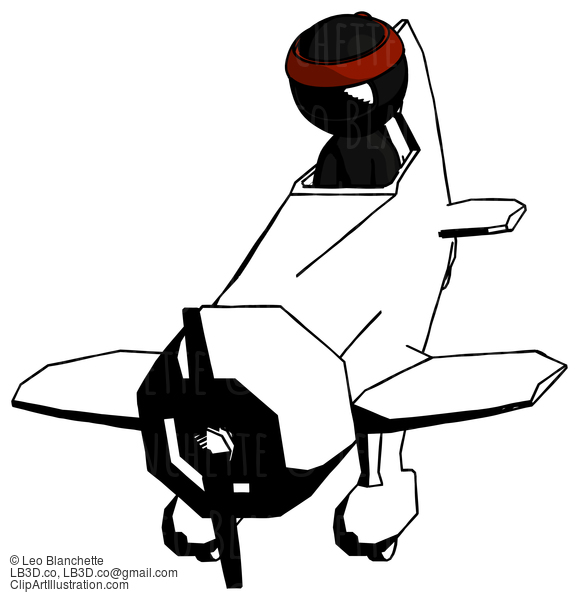 Ink Ninja Warrior Man In Geebee Stunt Plane Descending Front Angle View #4255