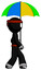 Ink Ninja Warrior Man Walking With Colored Umbrella