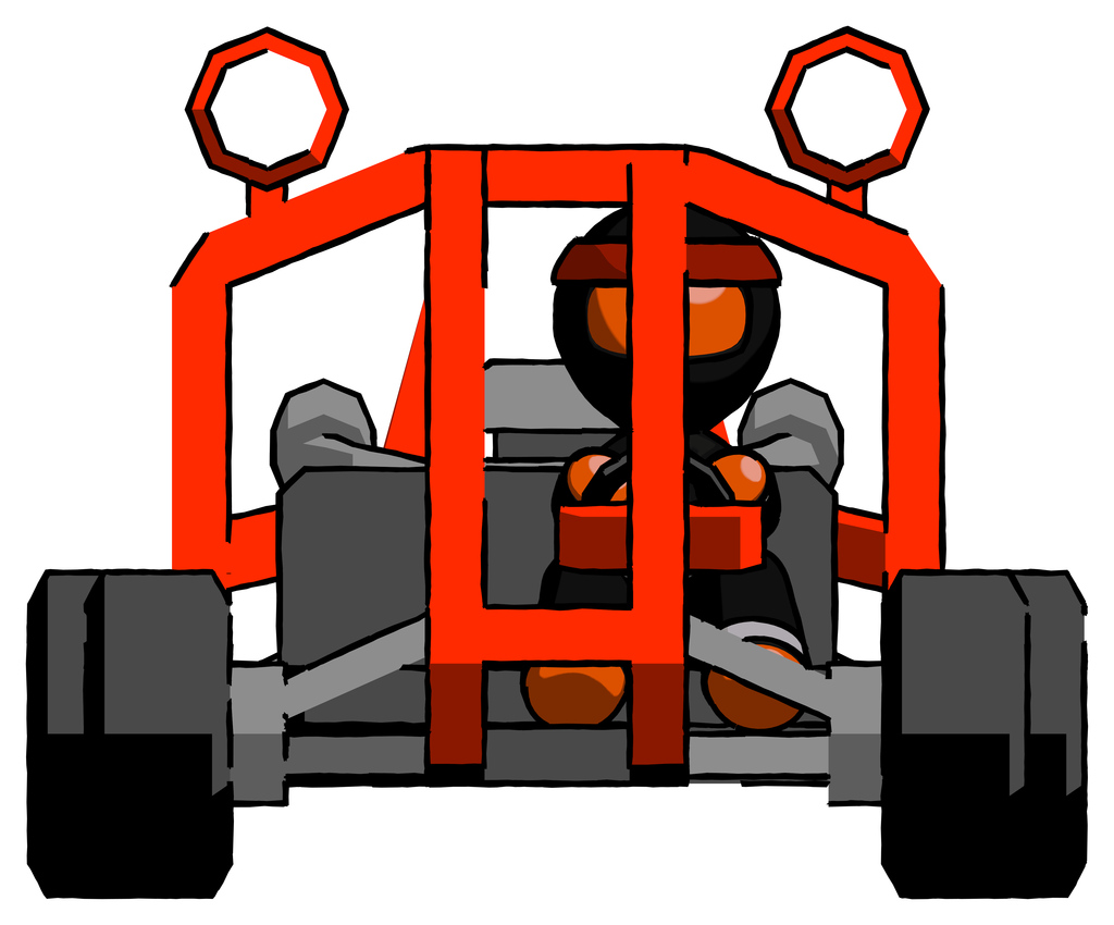 Orange Ninja Warrior Man riding sports buggy front view