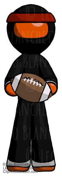 Orange Ninja Warrior Man Giving Football To You #4723