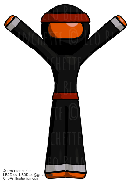 Orange Ninja Warrior Man With Arms Out Joyfully #4724