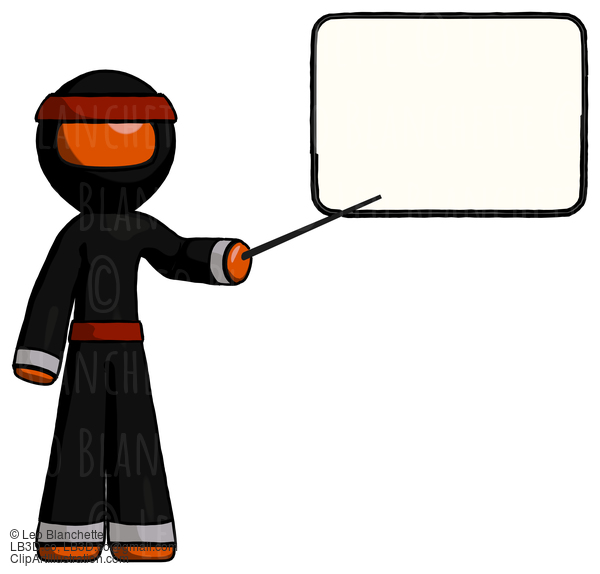 Orange Ninja Warrior Man Giving Presentation In Front Of Dry-Erase Board #4729