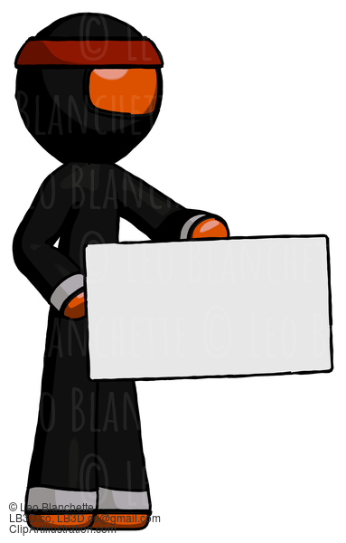 Orange Ninja Warrior Man Presenting Large Envelope #4753