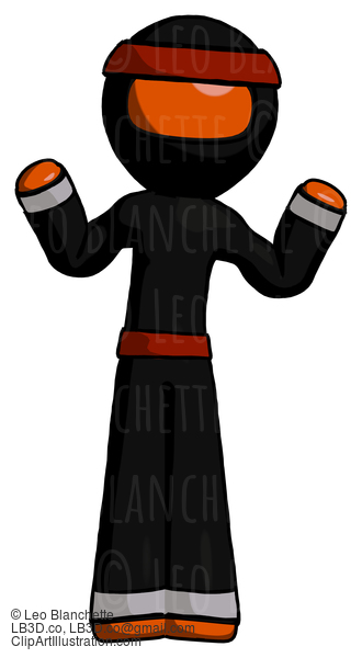 Orange Ninja Warrior Man Shrugging Confused #4778