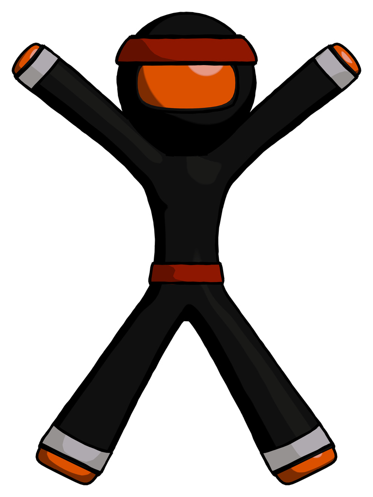 Orange Ninja Warrior Man Jumping or Flailing