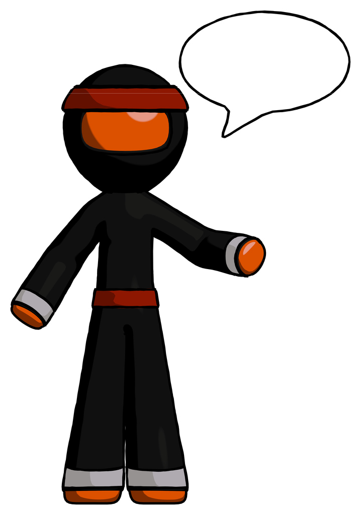 Orange Ninja Warrior Man with word bubble talking chat icon