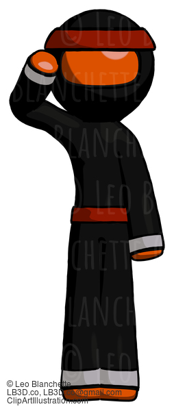 Orange Ninja Warrior Man Soldier Salute Pose #4803