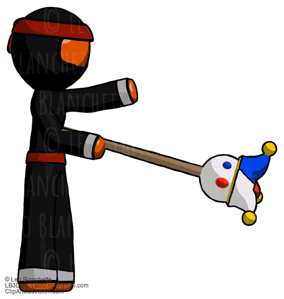 Orange Ninja Warrior Man Holding Jesterstaff - I Dub Thee Foolish Concept #4807