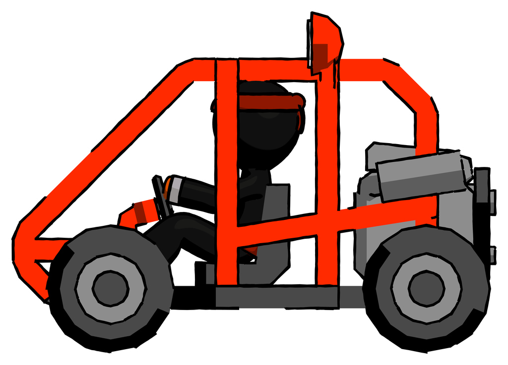 Orange Ninja Warrior Man riding sports buggy side view