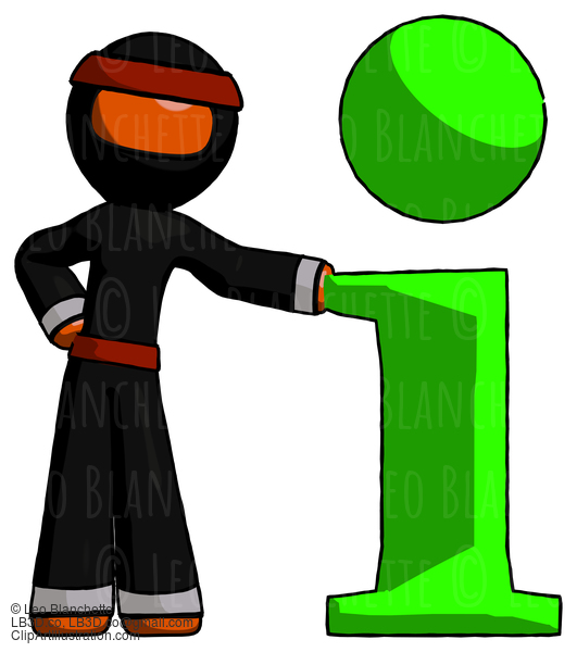 Orange Ninja Warrior Man With Info Symbol Leaning Up Against It #4830