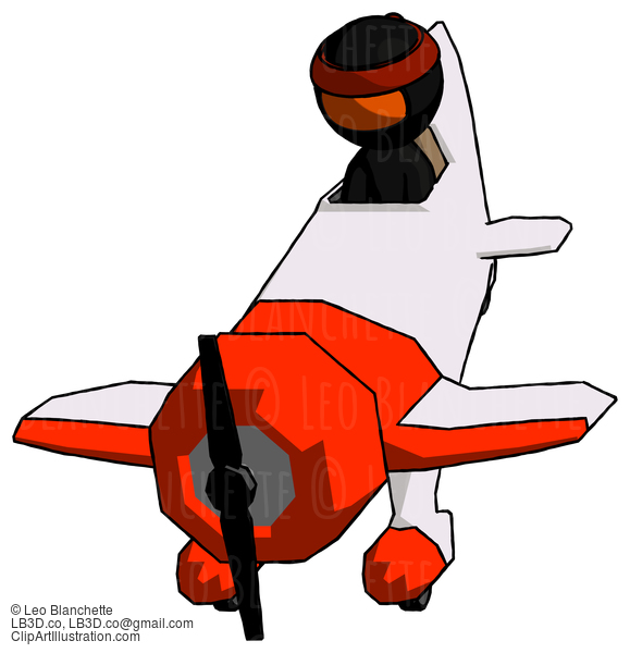 Orange Ninja Warrior Man In Geebee Stunt Plane Descending Front Angle View #4843