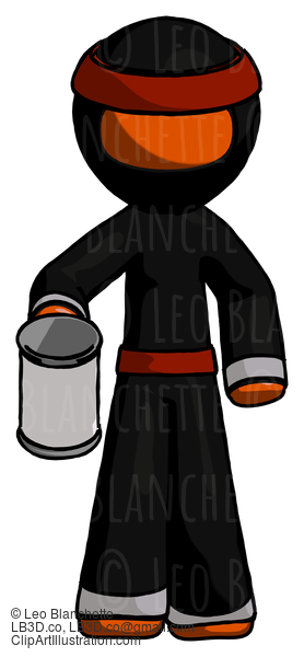 Orange Ninja Warrior Man Begger Holding Can Begging Or Asking For Charity #4844