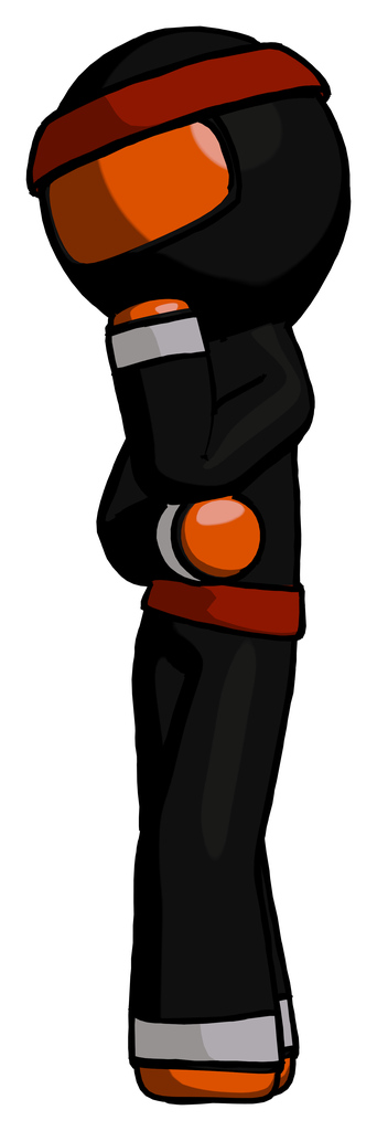 Orange Ninja Warrior Man Thinking, Wondering, or Pondering