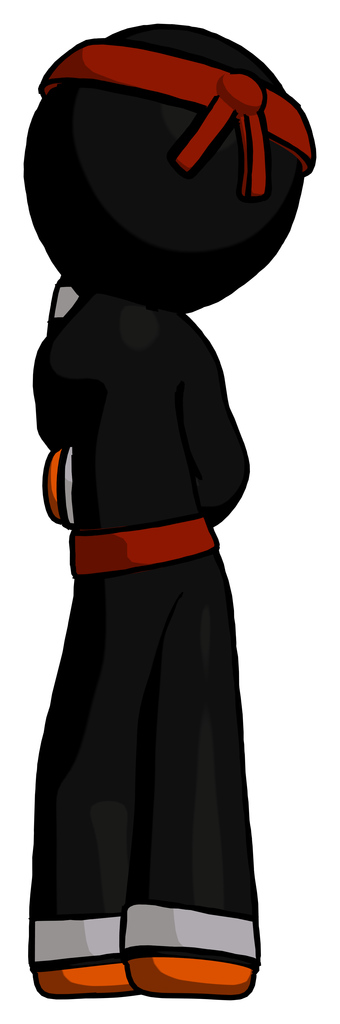 Orange Ninja Warrior Man Thinking, Wondering, or Pondering Rear View