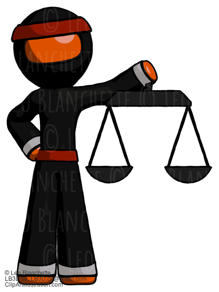 Orange Ninja Warrior Man Holding Scales Of Justice #4920