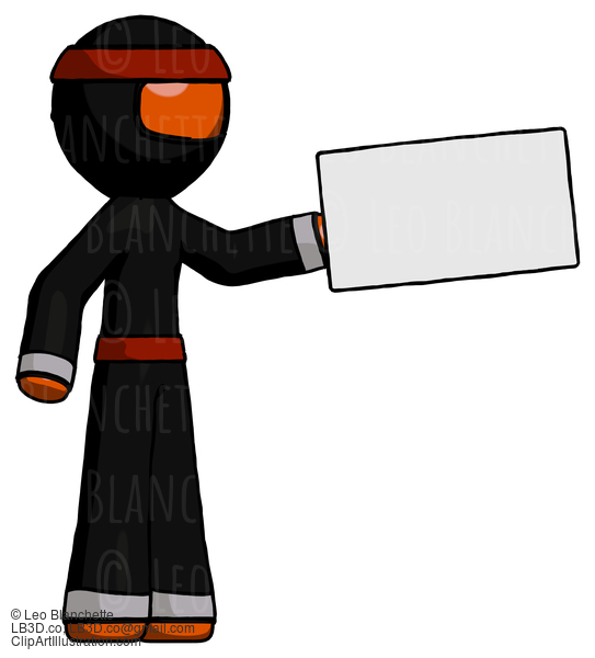 Orange Ninja Warrior Man Holding Large Envelope #4921