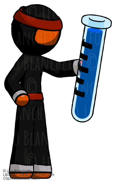 Orange Ninja Warrior Man Holding Large Test Tube #4940