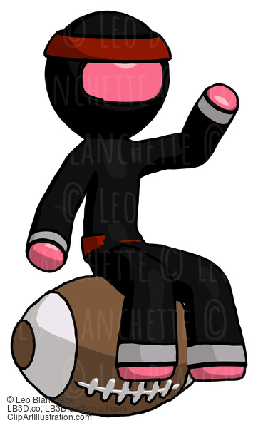 Pink Ninja Warrior Man Sitting On Giant Football #4958