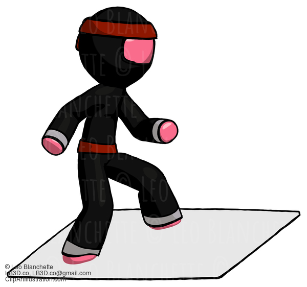 Pink Ninja Warrior Man On Postage Envelope Surfing #4965