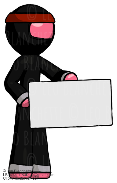 Pink Ninja Warrior Man Presenting Large Envelope #4976