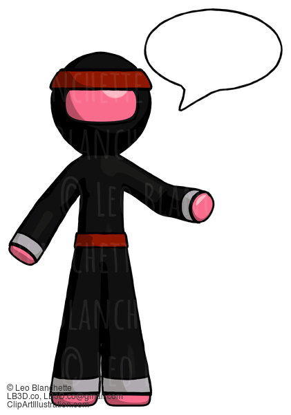 Pink Ninja Warrior Man With Word Bubble Talking Chat Icon #4981