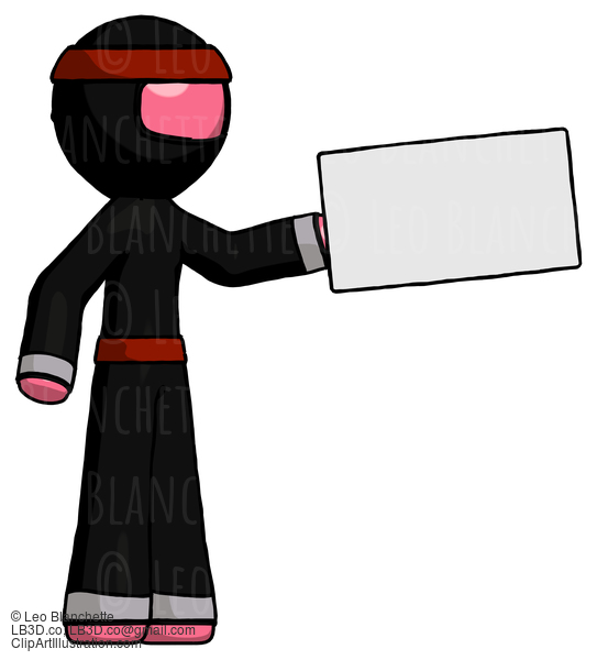 Pink Ninja Warrior Man Holding Large Envelope #5019