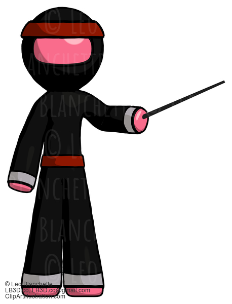 Pink Ninja Warrior Man Teacher Or Conductor With Stick Or Baton Directing #5054